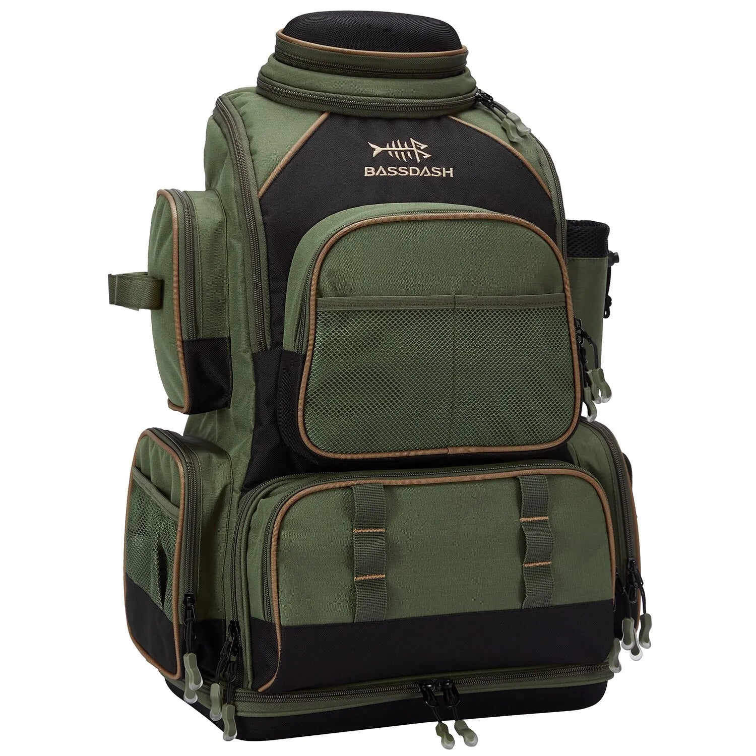 Bassdash Waterproof Fishing Tackle Backpack Rod Holder 3670Tactical Bag, Camo Without Trays